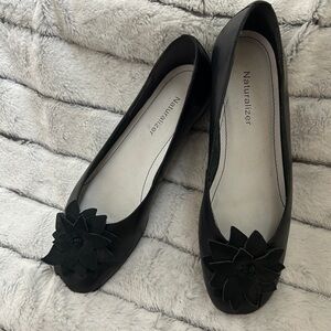 Naturalizer Black Leather Ballerina Flats Shoes